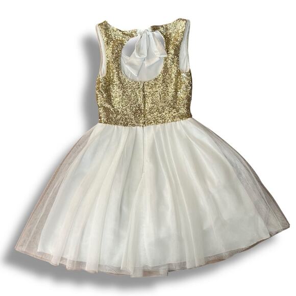Windsor gold sequined tulle cocktail dress size 7 / 8 - Picture 10 of 11